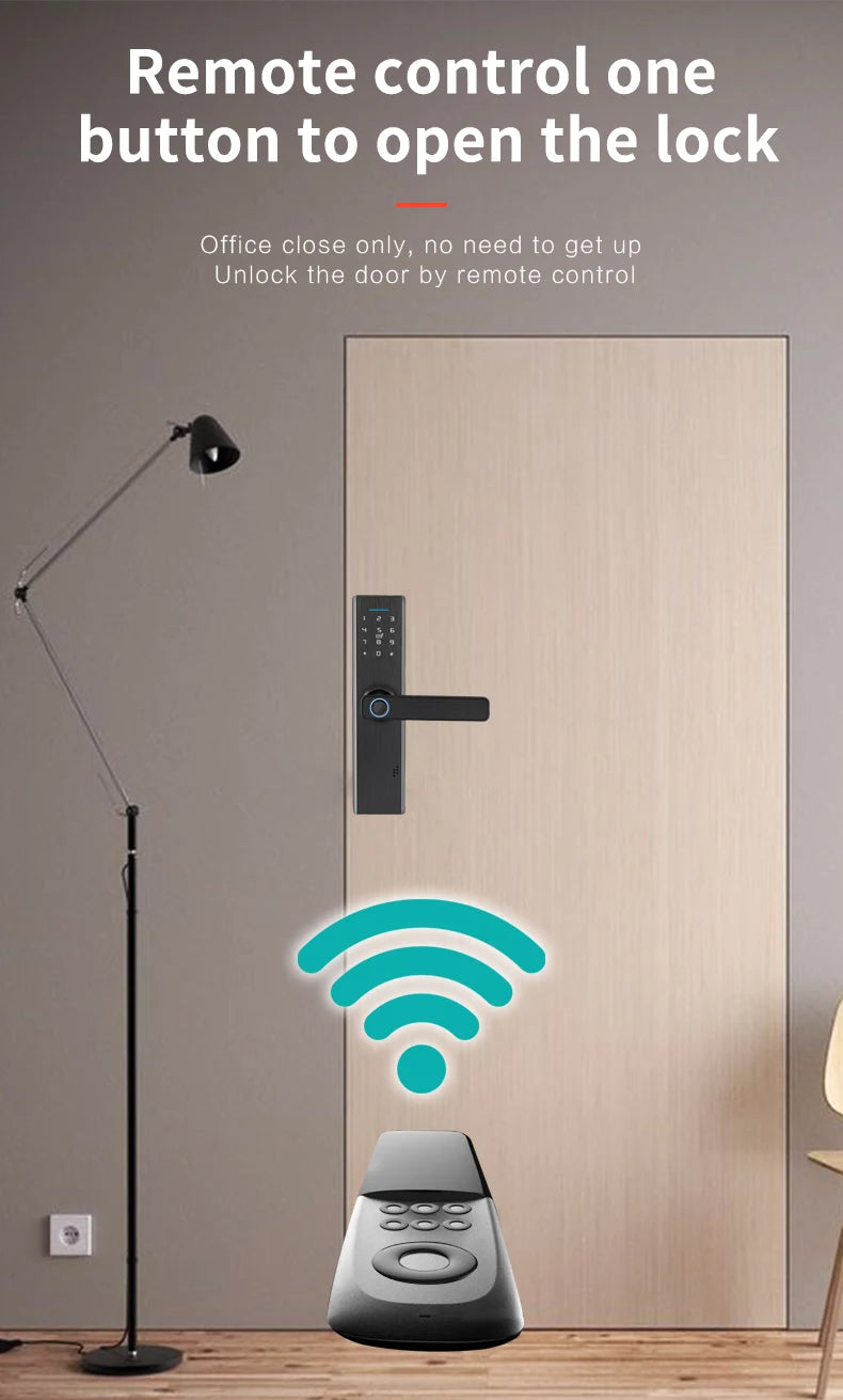 TT210 Smart Lock with Handle Zin Alloy Material Unlock Way TT Lock Fingerprint Passcode IC Card Key for Home Hotel Office School