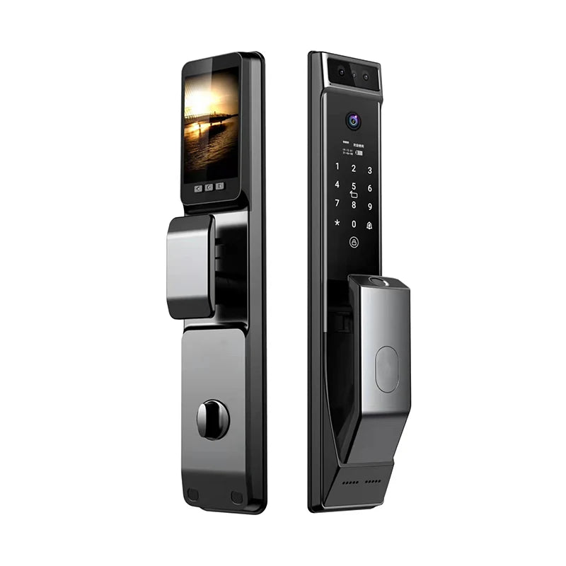 3D Face Recognition Unlock Intercom Tuya WIFI 6068 Mortise Smart Door Lock With Camera Inteligentes TDM-C40