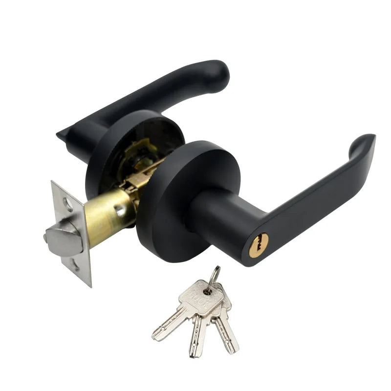Interior Residential Universal Bed and Bath Room Door Levers Knob Drop Lever Brass Keys Door Handles for Left Right-Handed Doors