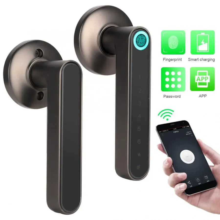 Simple Fingerprint Smart Handle Lock with Unlock Ways Biometric Fingerprint Password APP Keyless