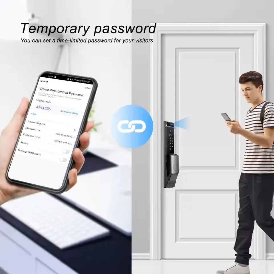 3D Face Recognition Unlock Intercom Tuya WIFI 6068 Mortise Smart Door Lock With Camera Inteligentes TDM-C40