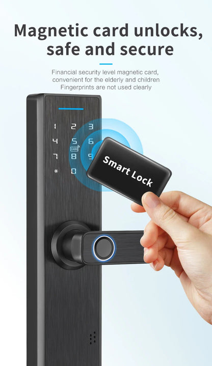 TT210 Smart Lock with Handle Zin Alloy Material Unlock Way TT Lock Fingerprint Passcode IC Card Key for Home Hotel Office School