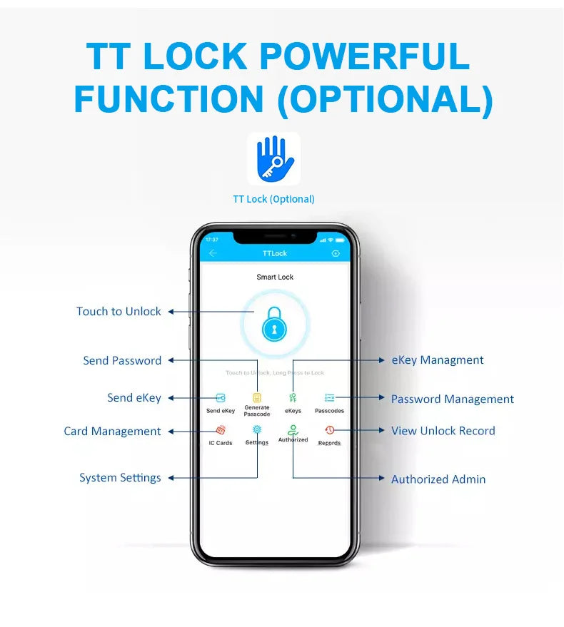 Biometric Fingerprint TT Lock Knob Lock with Password RFID Card and Key Unlock Way for Office Hotel Apartment Home School Door