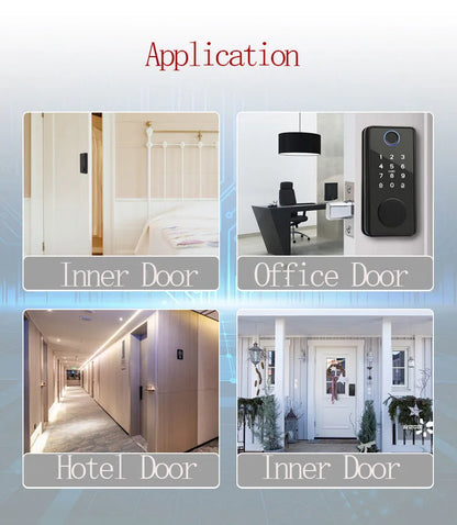 Smart Lock  Office Door Biometric Fingerprint Unlocking With Tuya Wifi for Inner Door and Wooden Door