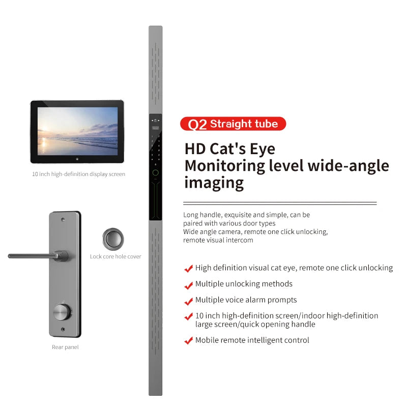 Luxury Door Smart Lock  Fingerprint Combination Lock Face Unlock Features Stainless Steel from China Factory