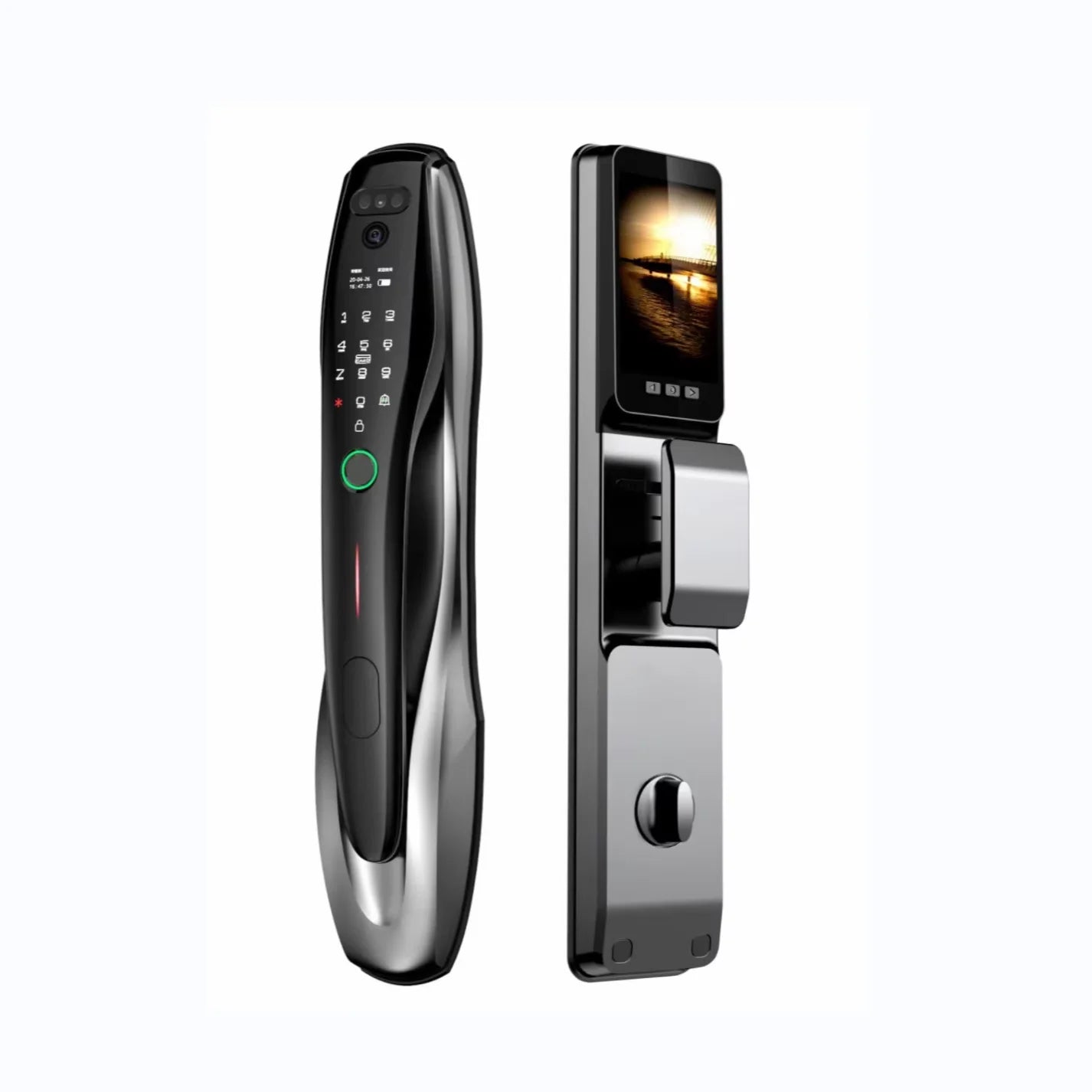 Tuya Wifi Smart Lock for Wood Door 3D Face & Fingerprint Recognition Aluminum Alloy with Memory Card Storage Option