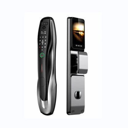 Tuya Wifi Smart Lock for Wood Door 3D Face & Fingerprint Recognition Aluminum Alloy with Memory Card Storage Option