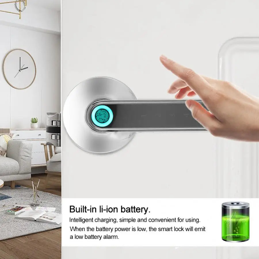 Simple Fingerprint Smart Handle Lock with Unlock Ways Biometric Fingerprint Password APP Keyless