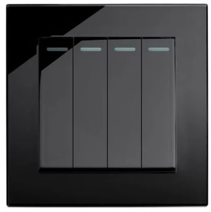 4 Gang Horizontal Wall Electric Tempered Glass Switch Light 2 Amps USB Power Socket Outlet From TDM China Factory Manufacturer