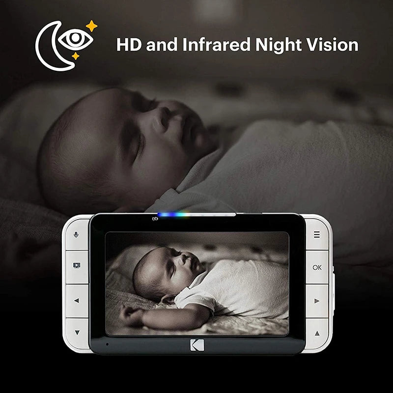Video Baby Monitor and Mobile App for Kodak C525 HD Baby Camera 5 Inch HD Parent Unit Infrared Night Vision Wireless
