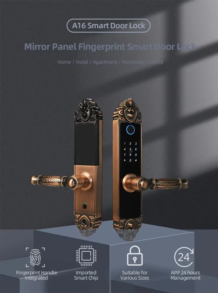 TT Lock With Handle Copper Alloy Unlock Way TT Lock Fingerprint Passcode IC Card Key for Home Hotel Office School