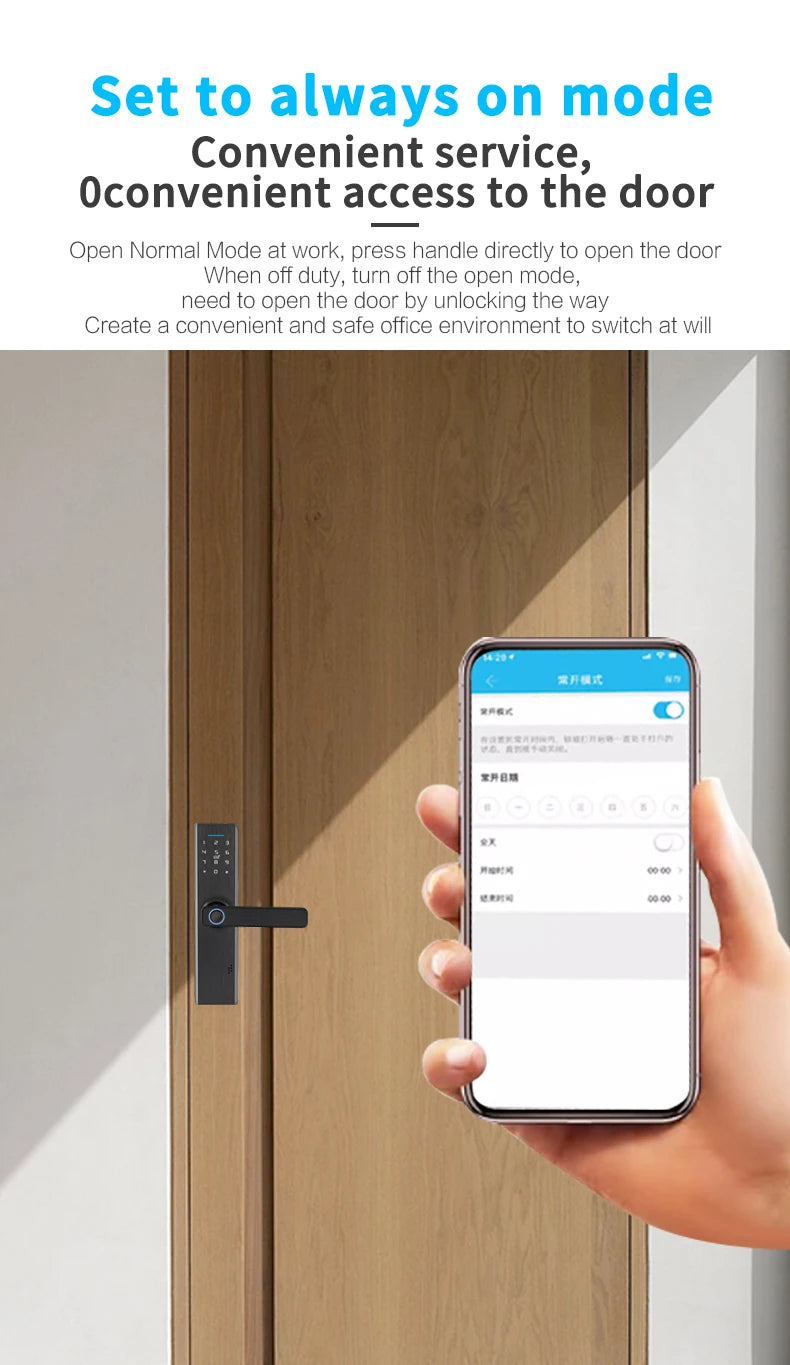TT210 Smart Lock with Handle Zin Alloy Material Unlock Way TT Lock Fingerprint Passcode IC Card Key for Home Hotel Office School