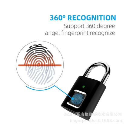 Keyless Fingerprint Pad Lock IP54 Waterproof Smart Fingerprint Cabinet Lock Electronic Biometric FingerPrint Padlock for Luggage
