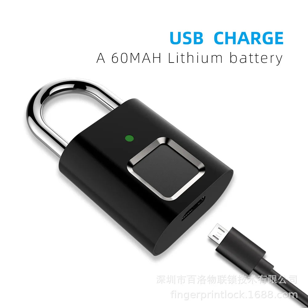 Keyless Fingerprint Pad Lock IP54 Waterproof Smart Fingerprint Cabinet Lock Electronic Biometric FingerPrint Padlock for Luggage