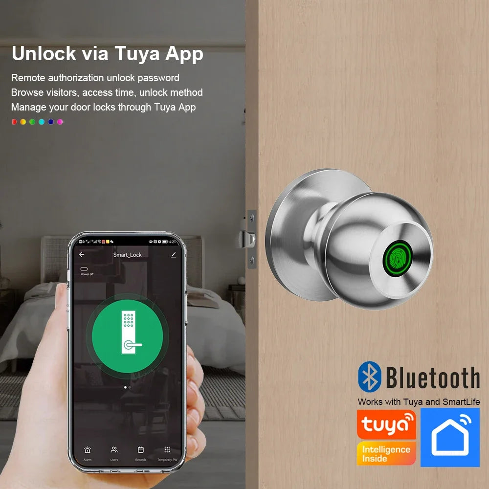 Routine Fingerprint Smart Door Lock Biometric Fingerprint Password APP with Key for Interior Door