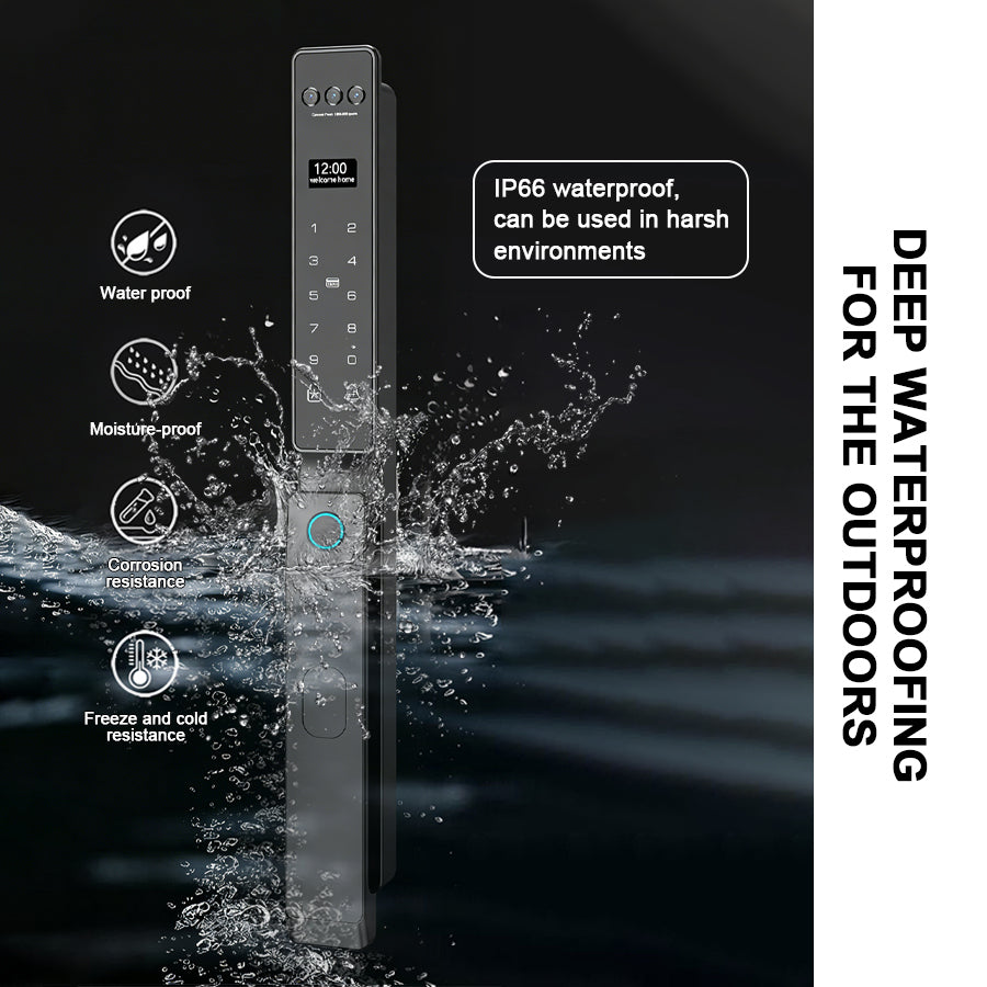 Waterproof Narrow Stile Smart Lock for Outer Door with Palm& Facial Recognition Unlock Method TDM-N60