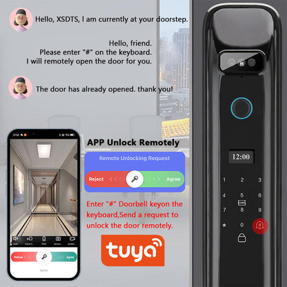 Automatic Security Electronic Smart Locks with Camera Wifi Tuya Face Recognition Lock TDM-C91
