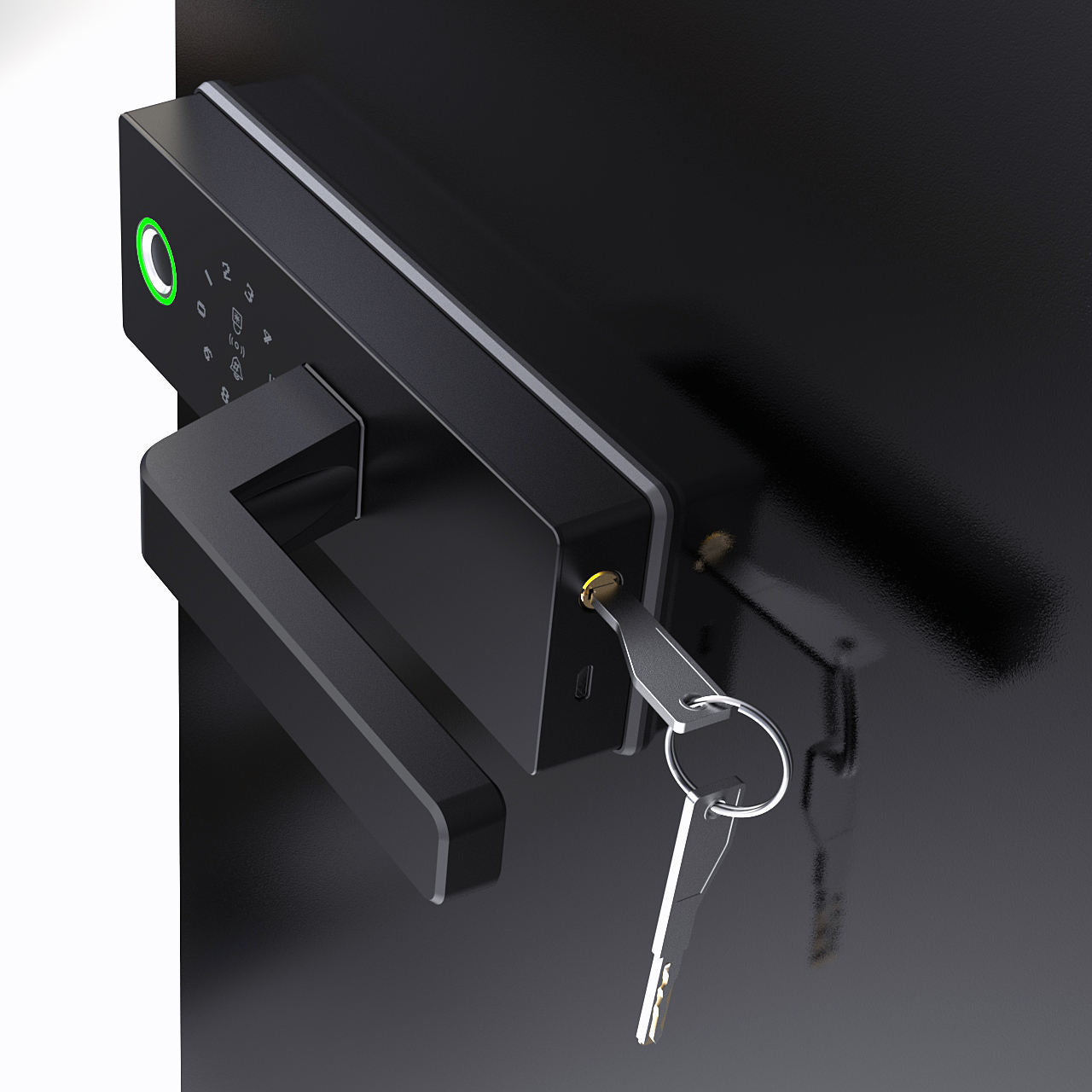 Glass Door Smart Lock with Handle Tuya Wifi Finger Print Password and Key Unlock TDM-G25