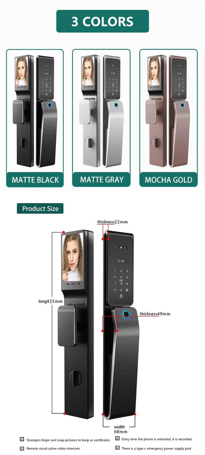 Waterproof Face Recognition Door Lock Security Outdoor Active Intercom Camera Home Main Door Lock TDM-C60