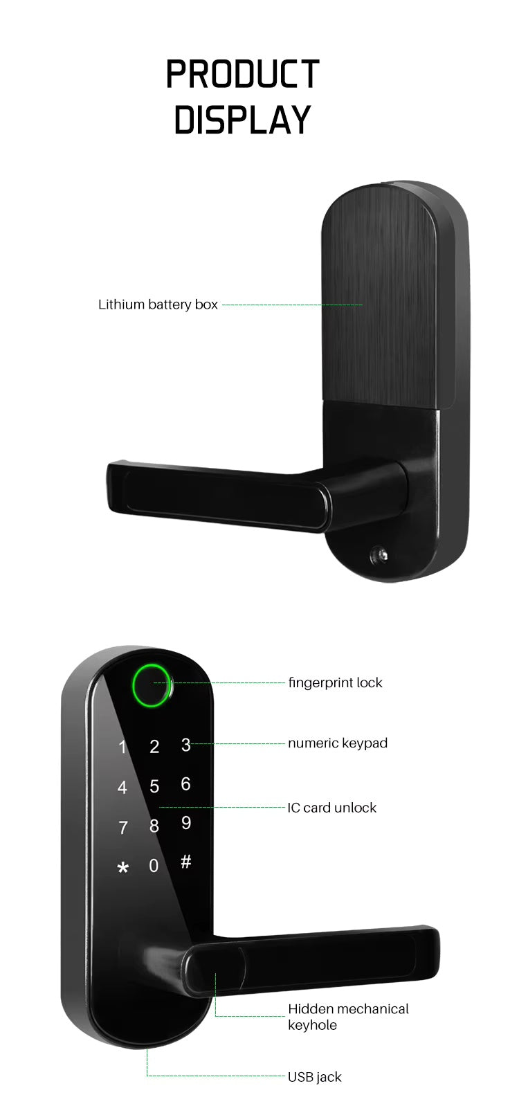 Handle Smart Lock  with Keypad Fingerprint and Tuya Wifi